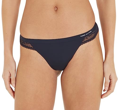 Tommy Hilfiger Damskie stringi z mikrofibry ze stretchem i koronką, majtki, bielizna damska, Desert Sky, S