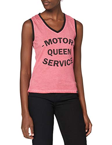Queen Kerosin Damska bluzka retro z krótkim rękawem Racing Queen, czerwony, S