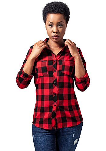 Urban Classics Damska koszula flanelowa w kratkę, Blk/czerwony, M