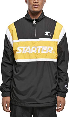 Starter Black Label Męska kurtka z zamkiem błyskawicznym w stylu retro, czarny/złoty/biały, L