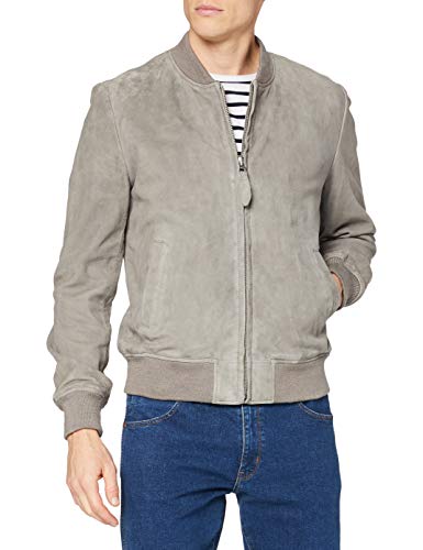 Schott NYC Męska kurtka skórzana Bomber Suede, jasnoszary, XXL