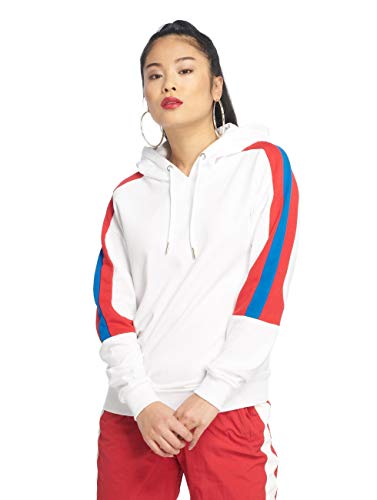 Urban Classics Damska bluza z kapturem z panelem Terry Hoody, biały (Wht/Firered/Brightblue 01426), XL