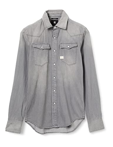 G-STAR RAW Męska koszula jeansowa 3301 slim-koszula, niebieski (Medium Aged 071), XXS