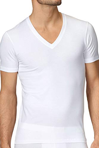 Calida Męski T-shirt Evolution z bawełny, podkoszulek z płaskim szwem