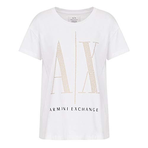Armani Exchange T-shirt damski, White Studs, XS