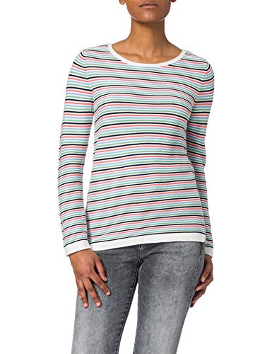 TOM TAILOR Damski Sweter z dzianiny z bawełny organicznej 1016350, 26249 - Peach Multicolor Stripe, 3XL