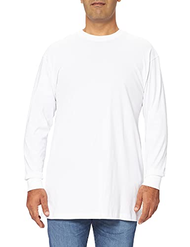 Urban Classics Męski T-shirt z bawełny wysoki T-shirt L/S, oversized bluza z długim rękawem dla mężczyzn w 3 kolorach, rozmiary M - 6XL, biały, XL