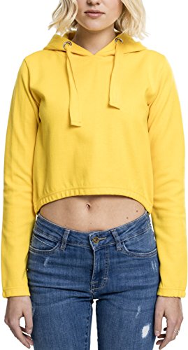 Urban Classics Damska bluza z kapturem Ladies Interlock Short Hoody, Chrome Yellow, M