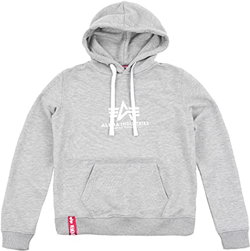 ALPHA INDUSTRIES Damska bluza z kapturem New Basic Wmn, szary (Grey Heather), XS