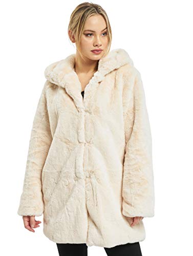 Urban Classics Damski płaszcz z kapturem ze sztucznego futra królika, damski płaszcz z kapturem i kieszeniami bocznymi, dostępny w wielu kolorach, rozmiary XS-5XL, białawy, XS