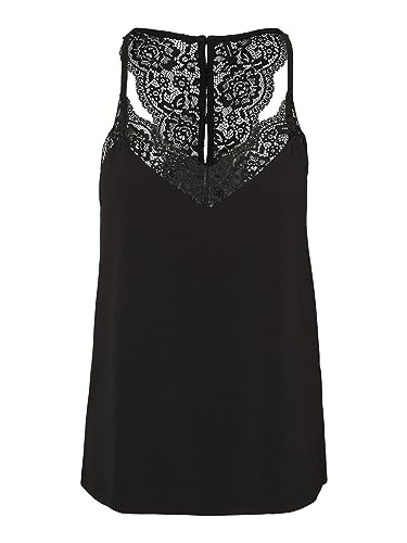 Vero Moda Kobiety Vmana S/L Lace Top Noos Top, Czarny, L