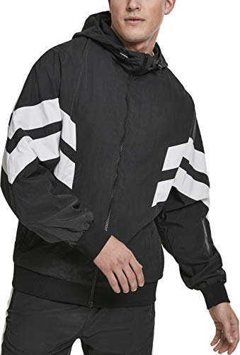 Urban Classics Męska kurtka Crinkle Panel Track, kurtka treningowa dla mężczyzn dostępna w 3 kolorach, rozmiary S - 5XL, Blk/Wht, L