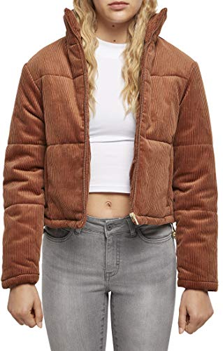 Urban Classics Damska kurtka zimowa, sztruksowa, ze stójką, krótki krój, kurtka puchowa, rozmiar XS do 5XL, Toffi, XS
