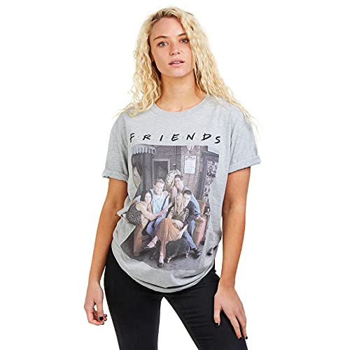 FRIENDS Damska koszulka z postaciami, Szary (sportowy szary punkt), S