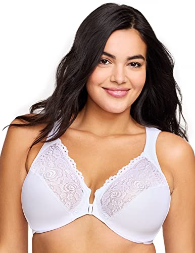 Glamorise Damski biustonosz plus size Wonderwire z zapięciem z przodu #1245, biały, 105C