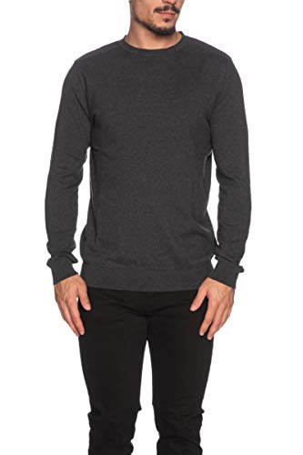 SELECTED HOMME Sweter męski Pima bawełna, Antracyt/szczegóły: melanż, XXL