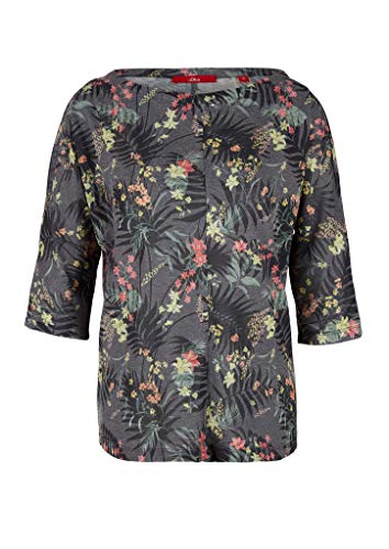 s.Oliver Damska koszulka z rękawami 3/4 z kwiatowym nadrukiem, 99B4 Black Aop, 38