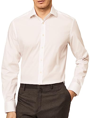 Hackett London Męska koszula biznesowa ze streczu Pop Bc, 800 WHITE, 60 PL