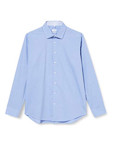 Seidensticker Męska koszula biznesowa – niewymagająca prasowania, wąska koszula – krój slim fit – długi rękaw – kołnierz Kent – 100% bawełna, jasnoniebieski, 44