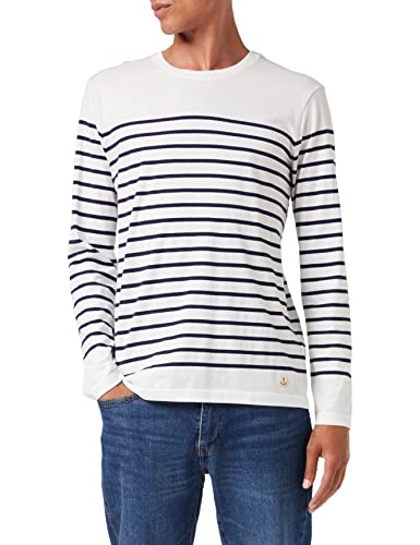 Armor Lux Męska koszulka z długim rękawem Marinière Port-Louis Héritage Homme, Biały (400 Blanc/Navire 400), L