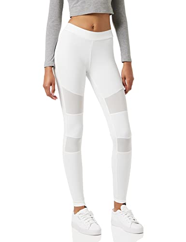 Urban Classics Damskie legginsy Tech Mesh Yoga, długie spodnie sportowe z wstawkami z siatki w wielu kolorach, rozmiary XS - 5XL, biały, XS
