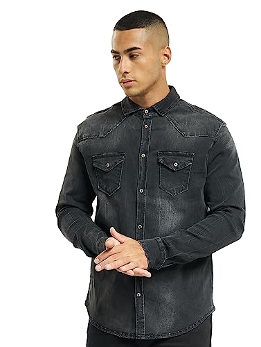 Brandit Męska koszula jeansowa Riley Denim, czarny (Black 2), M