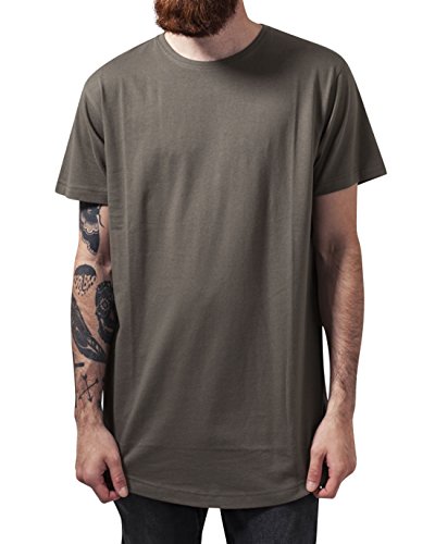 Urban Classics Męski T-shirt Shaped Long Tee jednokolorowy, długi krój koszulka męska, dostępna w wielu różnych kolorach, rozmiary XS-5XL, Army Green, 4XL