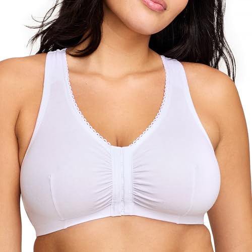 Glamorise Damski biustonosz bawełniany bez fiszbinów PerfectComfort z tyłu w kształcie litery T, skóra, 100B, biały, 90E-F