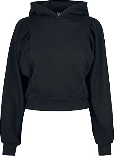 Urban Classics Damska bluza z kapturem dla kobiet Organic Gathering Batwing Hoody z kapturem, czarny, XL