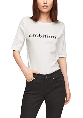 s.Oliver T-shirt damski, Offwhite Ambition Print, 34