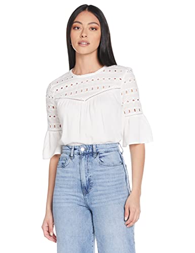 ONLY Onlirina Emb Anglaise DNM Top Noos bluzka damska, Cloud Dancer, 34 PL