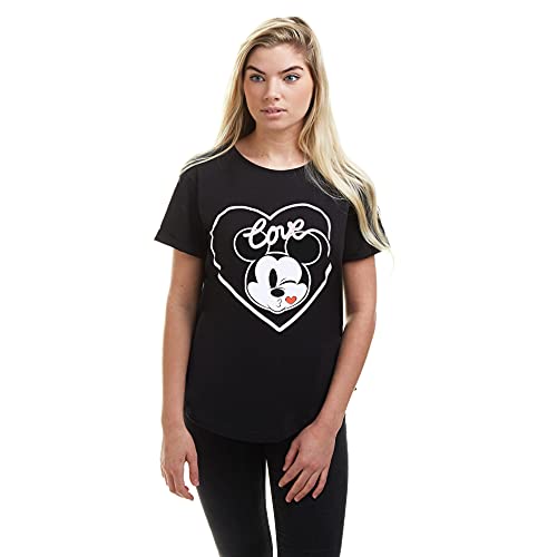 Disney Damska koszulka Mickey Love Kiss_, Czarny, S