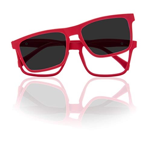 Foreyever Unisex Kids Clip On okulary przeciwsłoneczne dla dzieci, Rosso 42