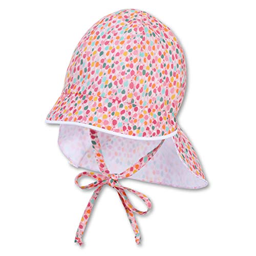 Sterntaler Dziewczęca czapka z daszkiem z osłoną karku i tasiemkami do wiązania, Rosa, 49 cm