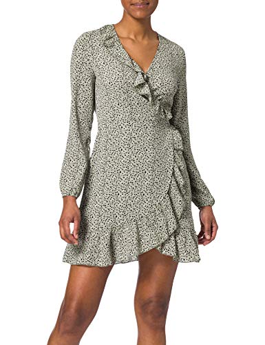 ONLY Sukienka damska owijana falbanka, Trawa morska/Multi Dot, M