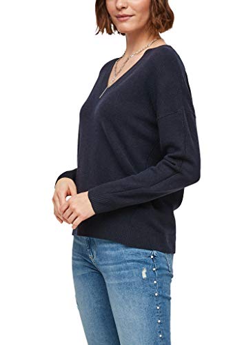 s.Oliver Damski sweter z mieszanki wełny z dekoltem w serek, grantowy, 38 PL