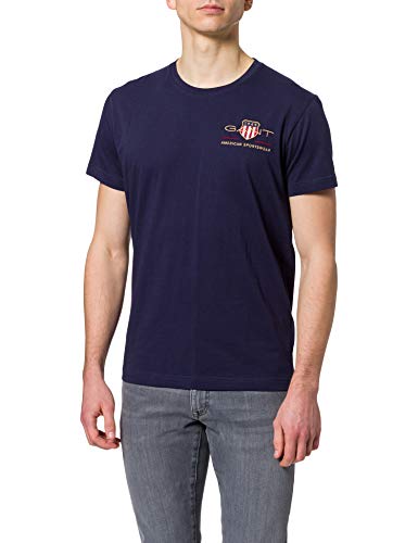 GANT Męski T-shirt Archive Shield Emb SS, niebieski (Evening Blue), S