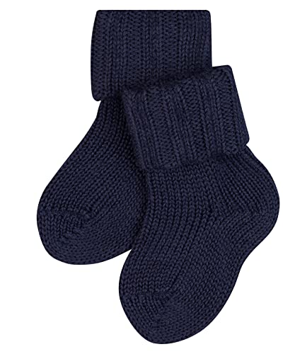 FALKE Uniseks - niemowlęta Skarpety Flausch B SO Bawełna, Wełna Merynosa jednokolorowe 1 Para, Niebieski (Dark Navy 6370), 74-80 (6-12 miesiące)