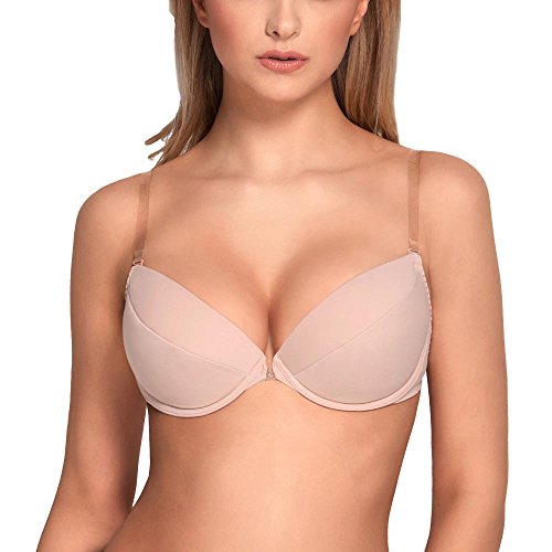 Vivisence Eve 1012 Biustonosz Push-Up Specjalistyczny Silikonowe Ramiączka, Beżowy,80C