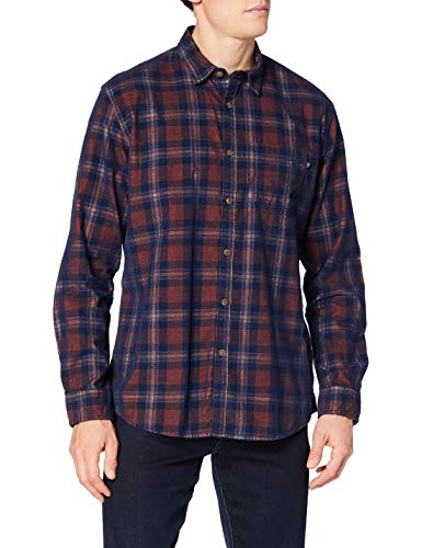 Pioneer Męska koszulka z długim rękawem Check koszula z kołnierzem Button-Down