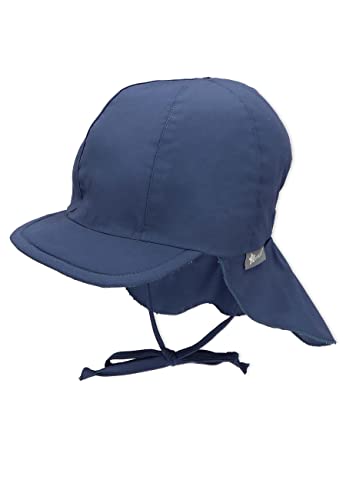 Sterntaler Czapka z daszkiem unisex z ochroną karku i tasiemkami do wiązania, niebieski, 47