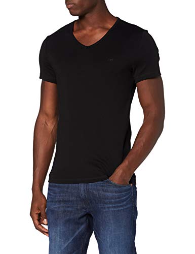 MUSTANG Aaron V Basic męski T-Shirt slim-fit, 4142 czarny, L