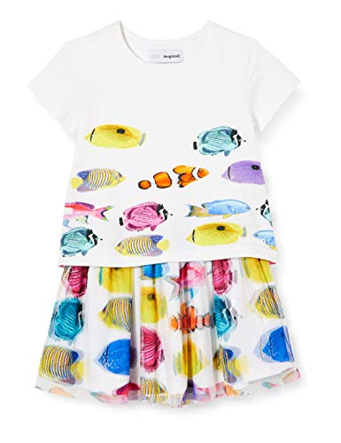 Desigual Dziewczęca sukienka Vest_xalapa, biały (Blanco 1000), 140 cm