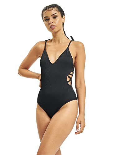 Urban Classics Damski kostium kąpielowy z prążkowanego materiału bikini, dwuczęściowy, wykonany z delikatnego materiału prążkowanego, dostępny w 2 kolorach, rozmiary XS - XXL, czarny, XXL