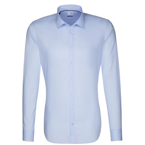 Seidensticker Męska koszula biznesowa, niewymagająca prasowania koszula o bardzo wąskim kroju – X-Slim Fit – długi rękaw – kołnierz Kent, niebieski (niebieski 12), 38