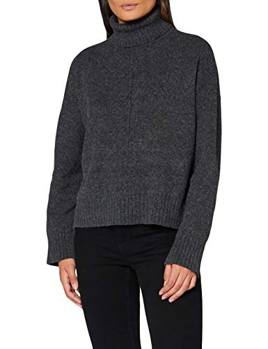 Noisy may Damski sweter z dzianiny z golfem, ciemnoszary melanż, XS
