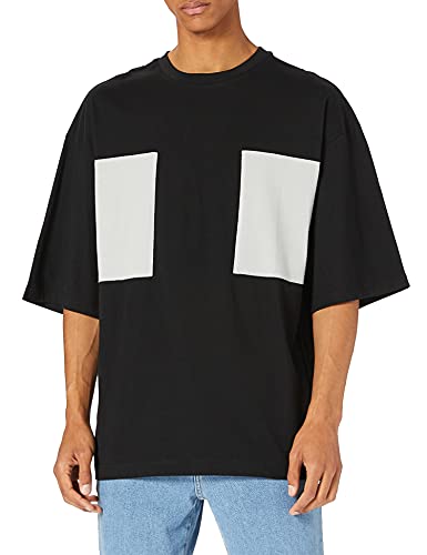 Urban Classics Męski T-shirt Big Double Pocket Tee, górna część z 2 kieszeniami na piersi dla mężczyzn dostępny w kolorze czarnym lub białym, rozmiary S - 5XL, czarny/asfalt, XXL