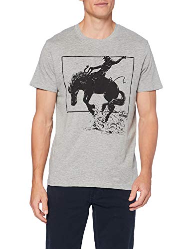 Wrangler Męski T-shirt Ss Graphic Horse Tee, Mid Grey Mel, M