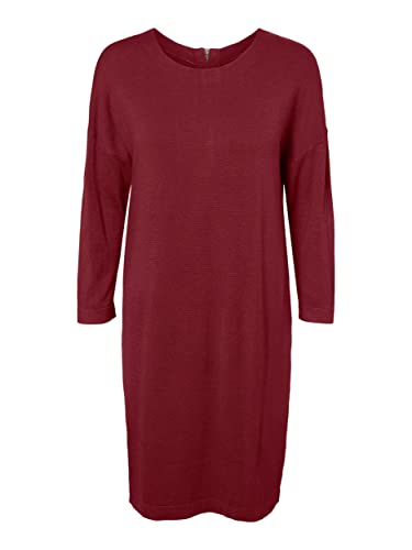 VERO MODA Damska sukienka z dzianiny z rękawami 3/4, Cabernet, S