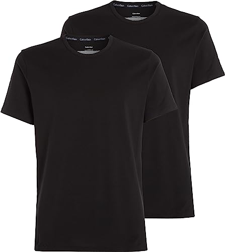 Calvin Klein Męski T-shirt z krótkim rękawem, okrągły dekolt, czarny, M